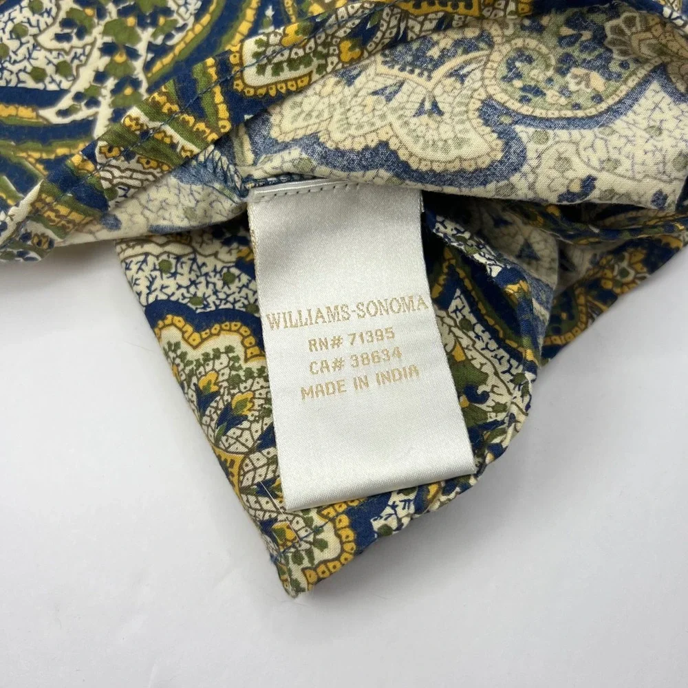Williams Sonoma Tablecloth Set 2 Placemats Blue Yellow Round 70 Cotton Provence